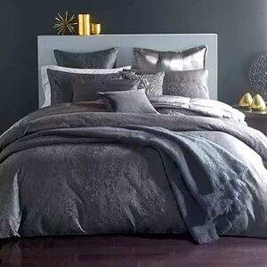 ▪️3PC DUVET SET~KING Donna Karan Moonscape Duvet & 2 King Shams Charcoal NEW